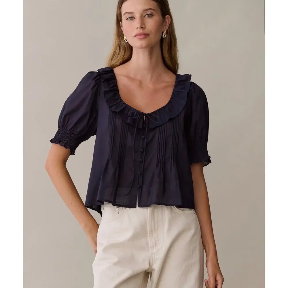 sorella Maysilee Cotton Top navy blue size XS $147